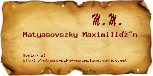 Matyasovszky Maximilián névjegykártya